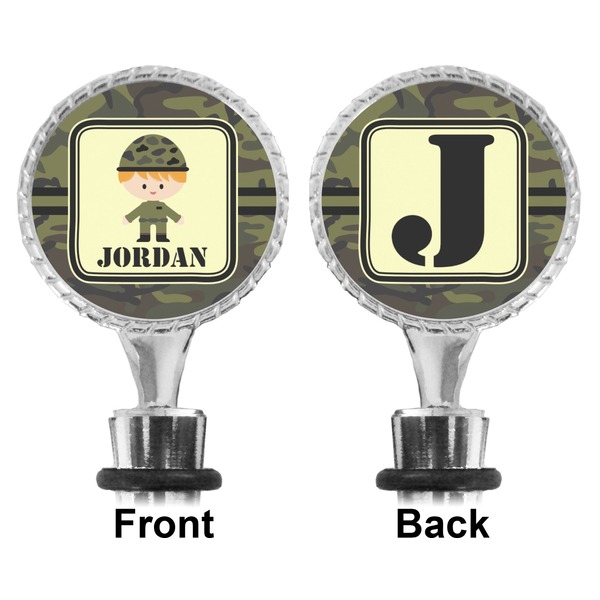 Green Camo Bottle Stopper - Front and Back