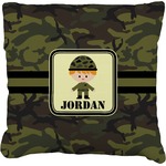 Green Camo Faux-Linen Throw Pillow 16" (Personalized)