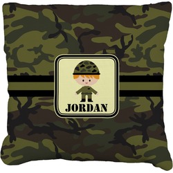 Green Camo Faux-Linen Throw Pillow 20" (Personalized)