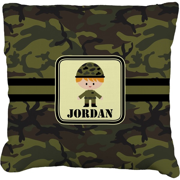 Custom Green Camo Faux-Linen Throw Pillow 26" (Personalized)