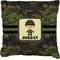 Green Camo Faux-Linen Throw Pillow (Personalized)