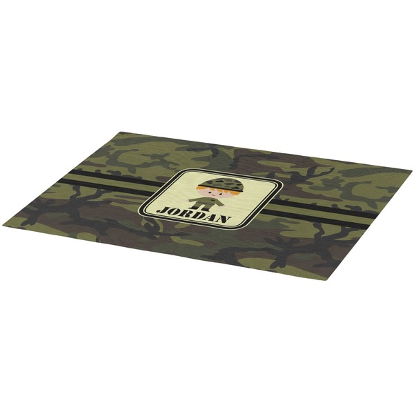 Green Camo Burlap Placemat (Angle View)
