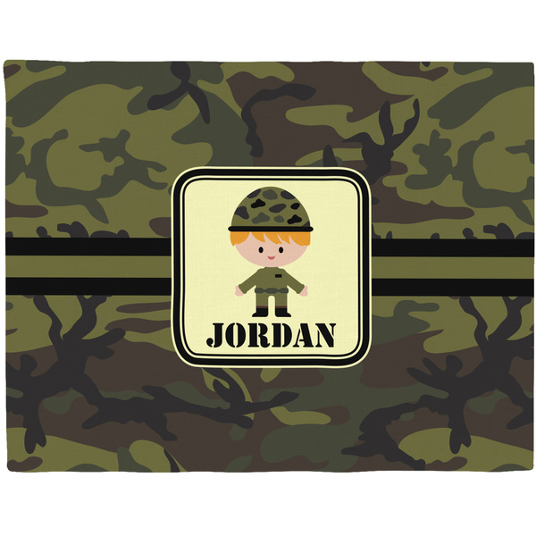Custom Green Camo Woven Fabric Placemat - Twill w/ Name or Text