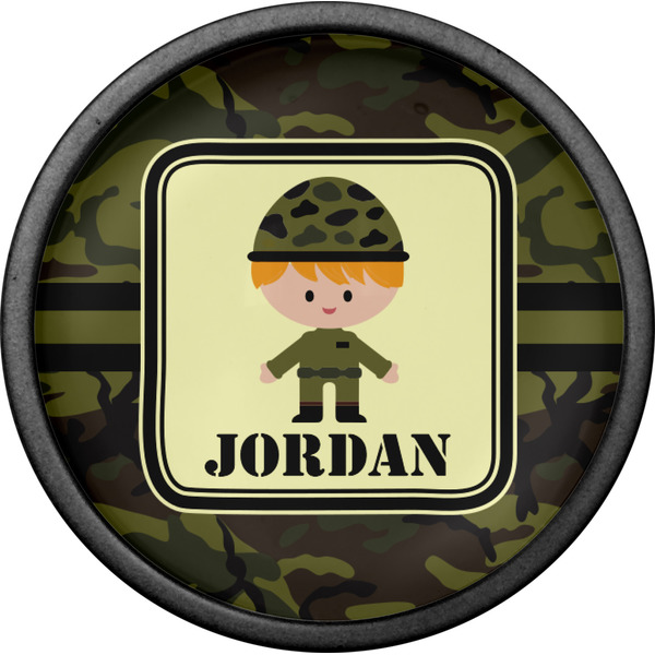 Green Camo Cabinet Knob - Black - Front