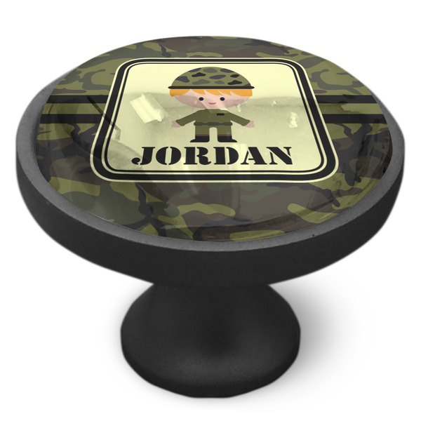 Green Camo Cabinet Knob - Black - Side