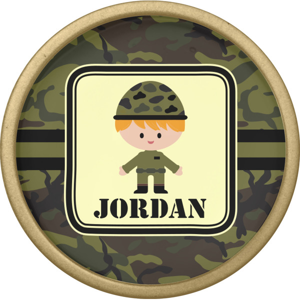 Green Camo Cabinet Knob - Gold - Front