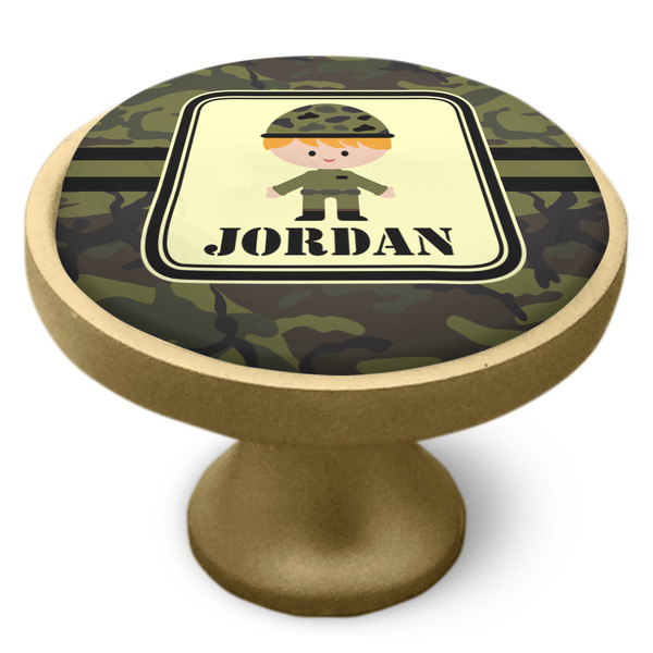 Green Camo Cabinet Knob - Gold - Side