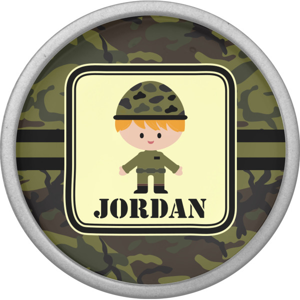 Green Camo Cabinet Knob - Nickel - Front