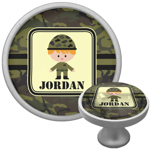 Custom Green Camo Cabinet Knob (Silver) (Personalized)