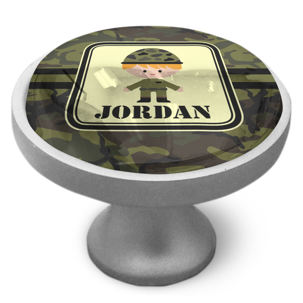 Green Camo Cabinet Knob - Nickel - Side