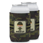 Green Camo Can Cooler (12 oz) w/ Name or Text