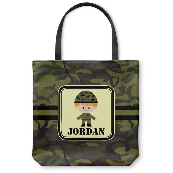 Custom Green Camo Canvas Tote Bag - Large - 18"x18" (Personalized)