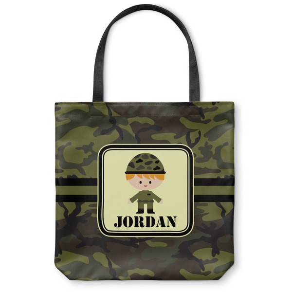Custom Green Camo Canvas Tote Bag - Small - 13"x13" (Personalized)