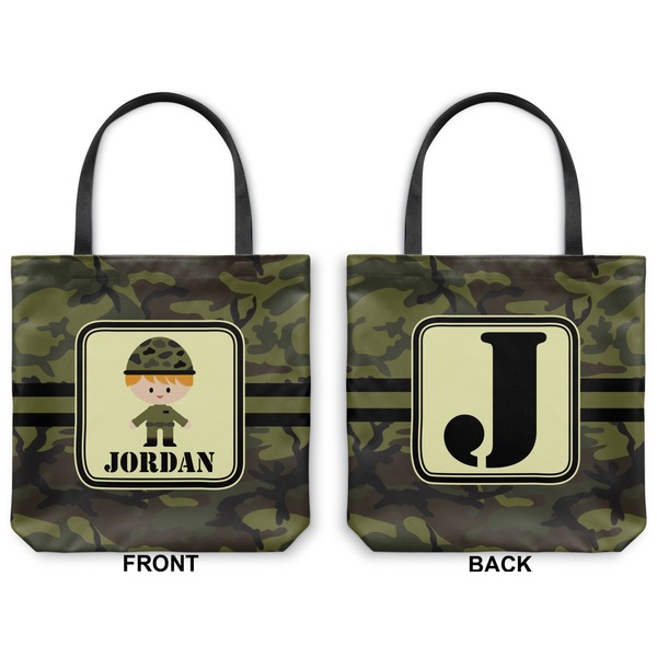 Green Camo Canvas Tote - Front and Back