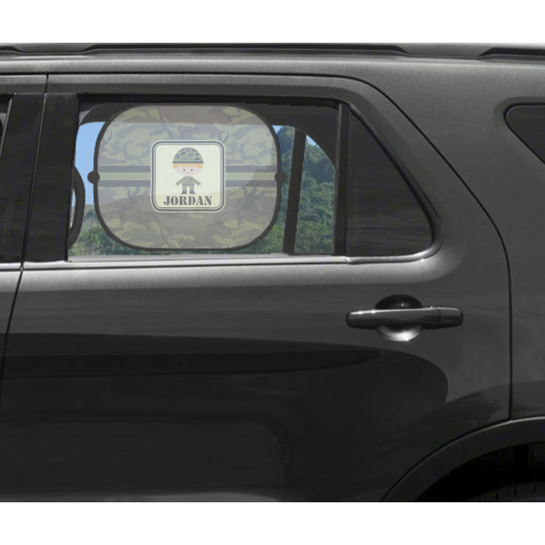 Green Camo Car Sun Shade Black - In Car Window