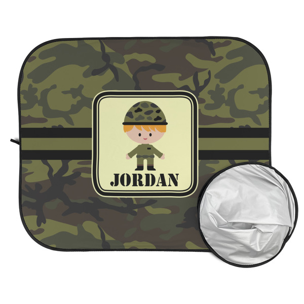 Green Camo Car Sun Shades - FOLDED & UNFOLDED