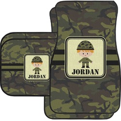 Green Camo Car Floor Mats Set - 2 Front & 2 Back (Personalized)