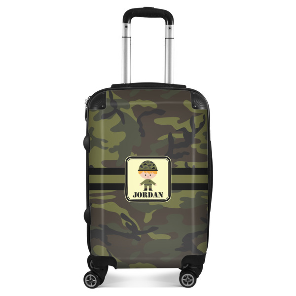 Custom Green Camo Suitcase - 20" Carry On (Personalized)