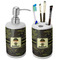 Green Camo Ceramic Bathroom Accessories Set (Personalized)