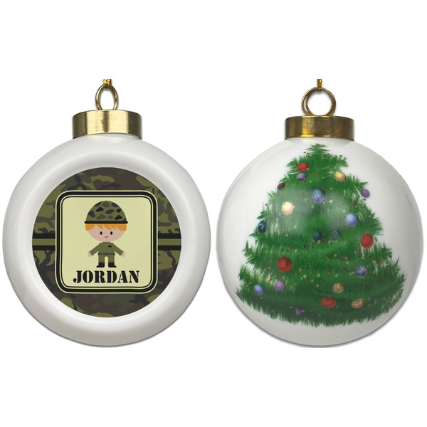 Green Camo Ceramic Christmas Ornament - X-Mas Tree (APPROVAL)