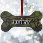 Green Camo Ceramic Dog Ornament w/ Name or Text