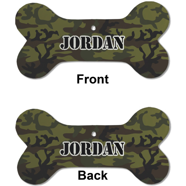 Green Camo Ceramic Flat Ornament - Bone Front & Back (APPROVAL)