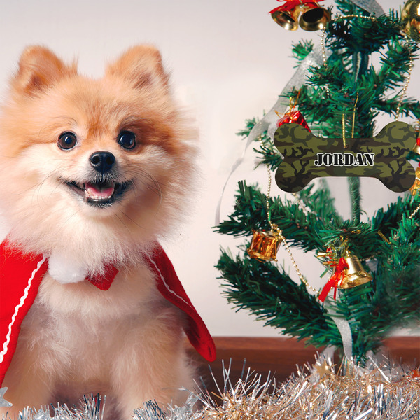 Green Camo Ceramic Flat Ornament - Bone (LIFESTYLE)