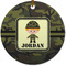 Green Camo Round Ceramic Ornament w/ Name or Text