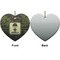 Green Camo Ceramic Flat Ornament - Heart Front & Back (APPROVAL)