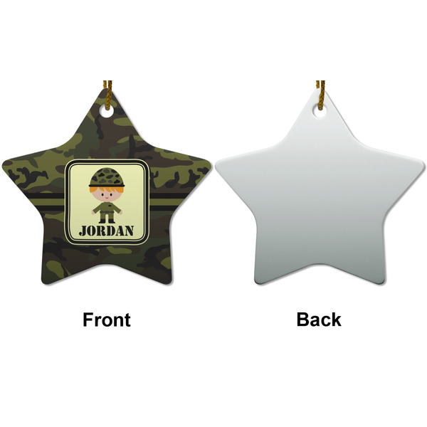 Green Camo Ceramic Flat Ornament - Star Front & Back (APPROVAL)