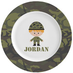 Green Camo Ceramic Dinner Plates (Set of 4) (Personalized)