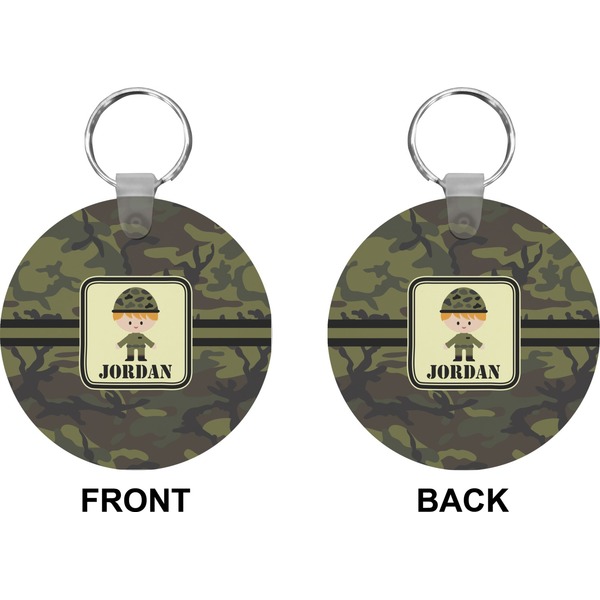 Green Camo Circle Keychain (Front + Back)