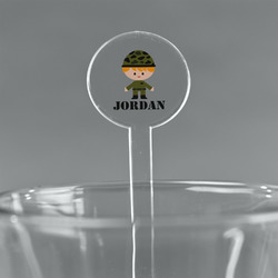 Green Camo 5.5" Round Plastic Stir Sticks - Clear (Personalized)