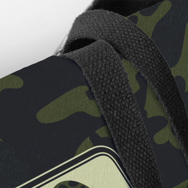 Green Camo Closeup of Tote w/Black Handles