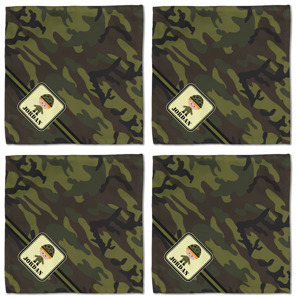 Green Camo Cloth Napkins - Personalized Lunch (APPROVAL) Set of 4
