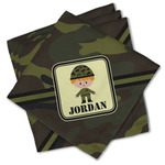 Green Camo Cloth Cocktail Napkins - Set of 4 w/ Name or Text