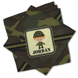 Green Camo Cloth Cocktail Napkins - Set of 4 w/ Name or Text