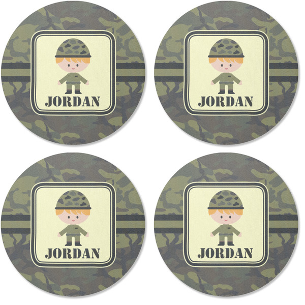 Green Camo Coaster Round Rubber Back - Apvl
