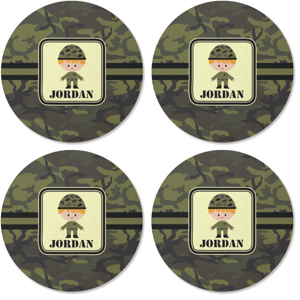 Green Camo Coaster Round Rubber Back - Apvl