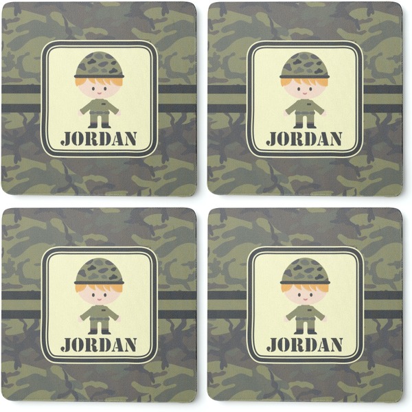 Green Camo Coaster Rubber Back - Apvl