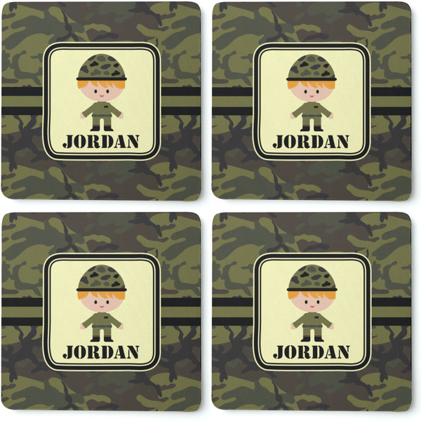 Green Camo Coaster Rubber Back - Apvl