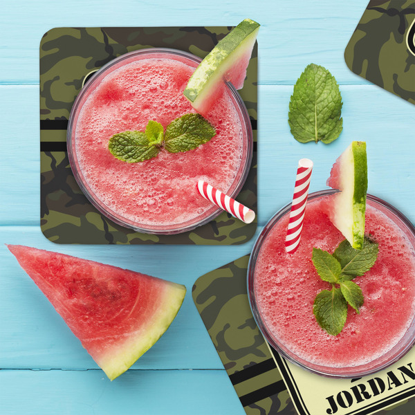 Green Camo Coaster Set - LIFESTYLE