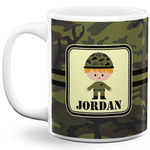 Green Camo 11 Oz Coffee Mug - White (Personalized)
