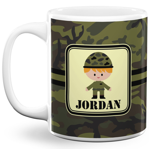 Custom Green Camo 11 Oz Coffee Mug - White (Personalized)