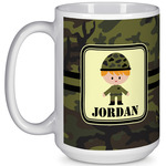 Green Camo 15 Oz Coffee Mug - White (Personalized)