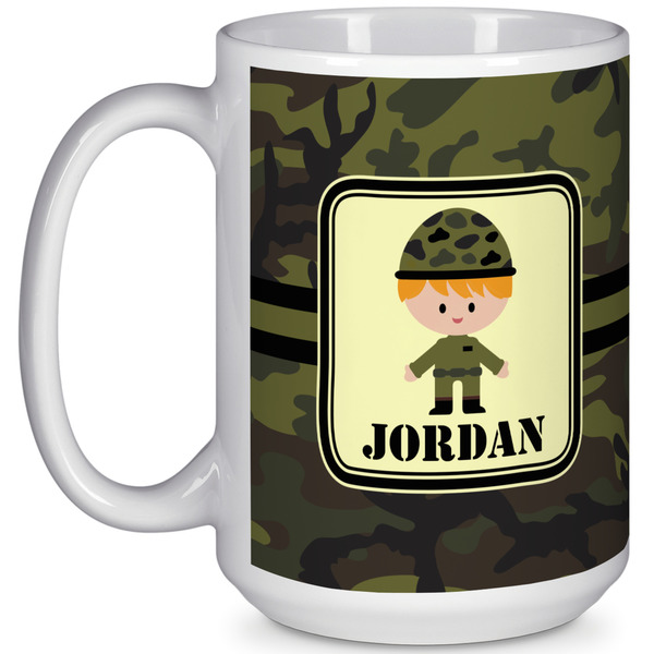 Custom Green Camo 15 Oz Coffee Mug - White (Personalized)