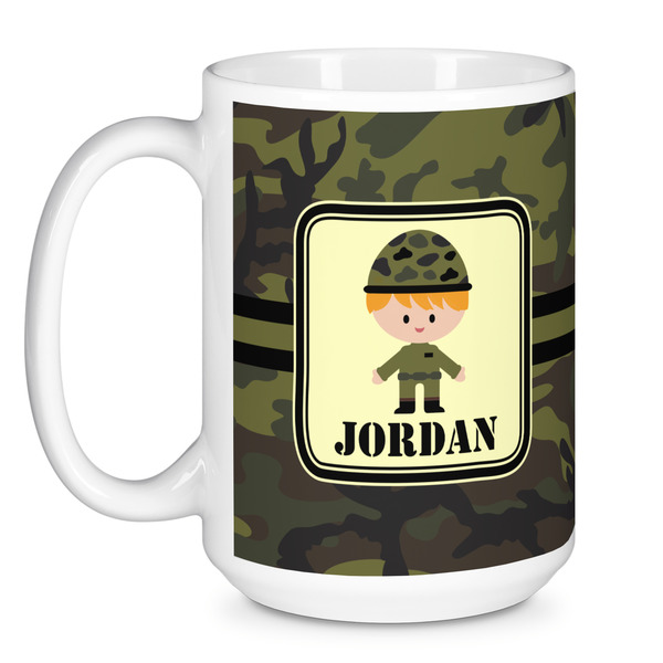 Green Camo Coffee Mug - 15 oz - White