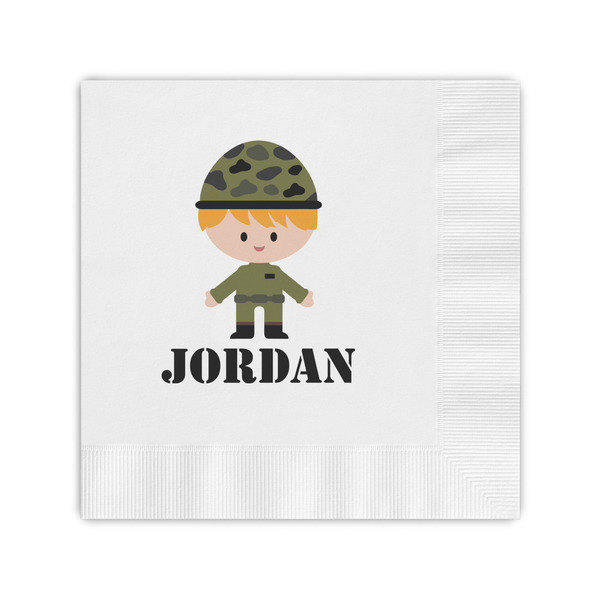 Custom Green Camo Coined Cocktail Napkins (Personalized)