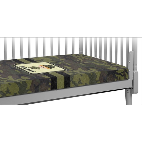 Custom Green Camo Crib Fitted Sheet (Personalized)