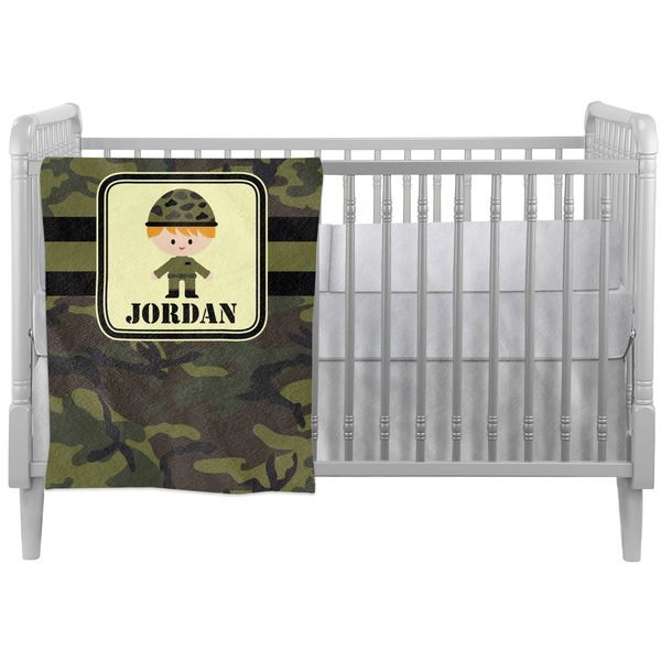 Custom Green Camo Crib Comforter / Quilt (Personalized)